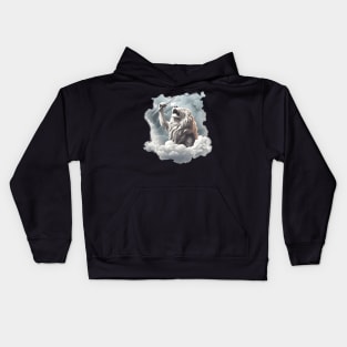 Lion With A Trumpet In the Clouds Kids Hoodie